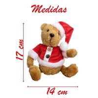 Ursinho De Pelúcia Roupa E Gorro Natalino Enfeite 17cm - 3