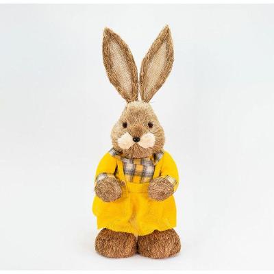 Coelha De Páscoa Enfeite Em Palha Coelhinha Amarela 60cm