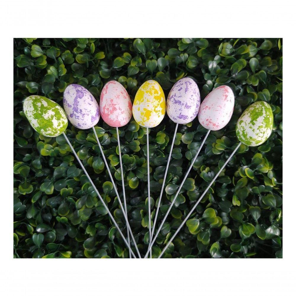 Enfeite Decorativo Ovo De Páscoa Com Haste 60 Unidades - 1