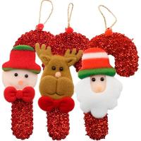 Kit 24 Enfeite Pendente De Natal Tecido 16cm Bengalas - 1