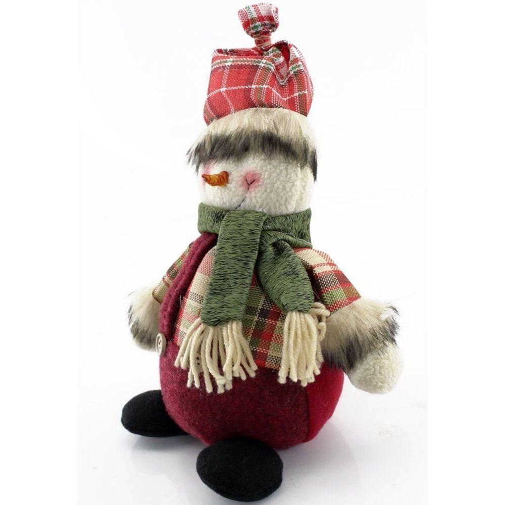 Boneco Natal Decorativo Boneco De Neve Tecido Xadrez 22cm - 4