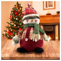 Boneco Natal Decorativo Boneco De Neve Tecido Xadrez 22cm - 1