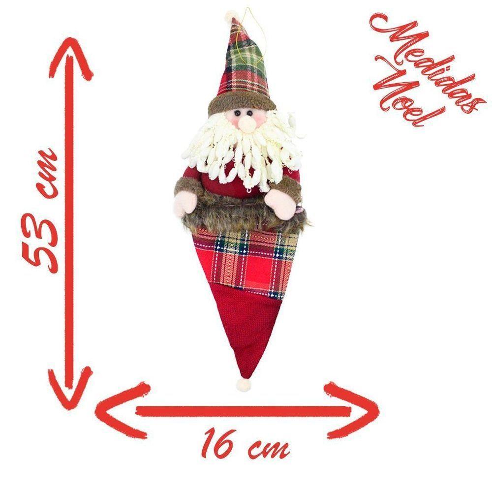 Decoração Enfeite árvore Natal Papai Noel Saco Natalino 53cm - 2