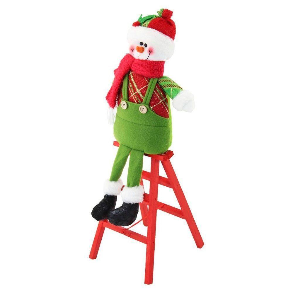 Boneco De Neve Natal Em Tecido Escada 51cm - 2
