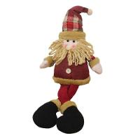 Boneco De Natal Papai Noel Sentado Perna Mole Em Tecido - 2