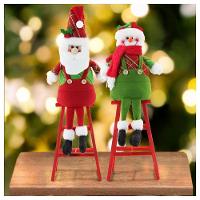Dupla Boneco De Neve Papai Noel Decoração Natal Escada - 2