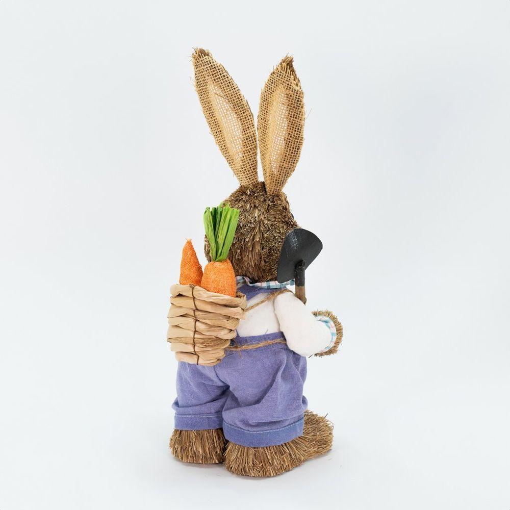 Coelho De Páscoa Enfeite De Palha Coelhinho Trabalhador 46cm - 3