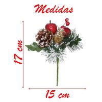 Kit 8 Ramos Maçã Decoração Natal Artificial Com Detalhes Branco 17cm - 3