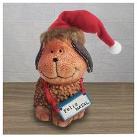 Decoração Enfeite Natal Cachorro Placa Feliz Natal 14cm - 3