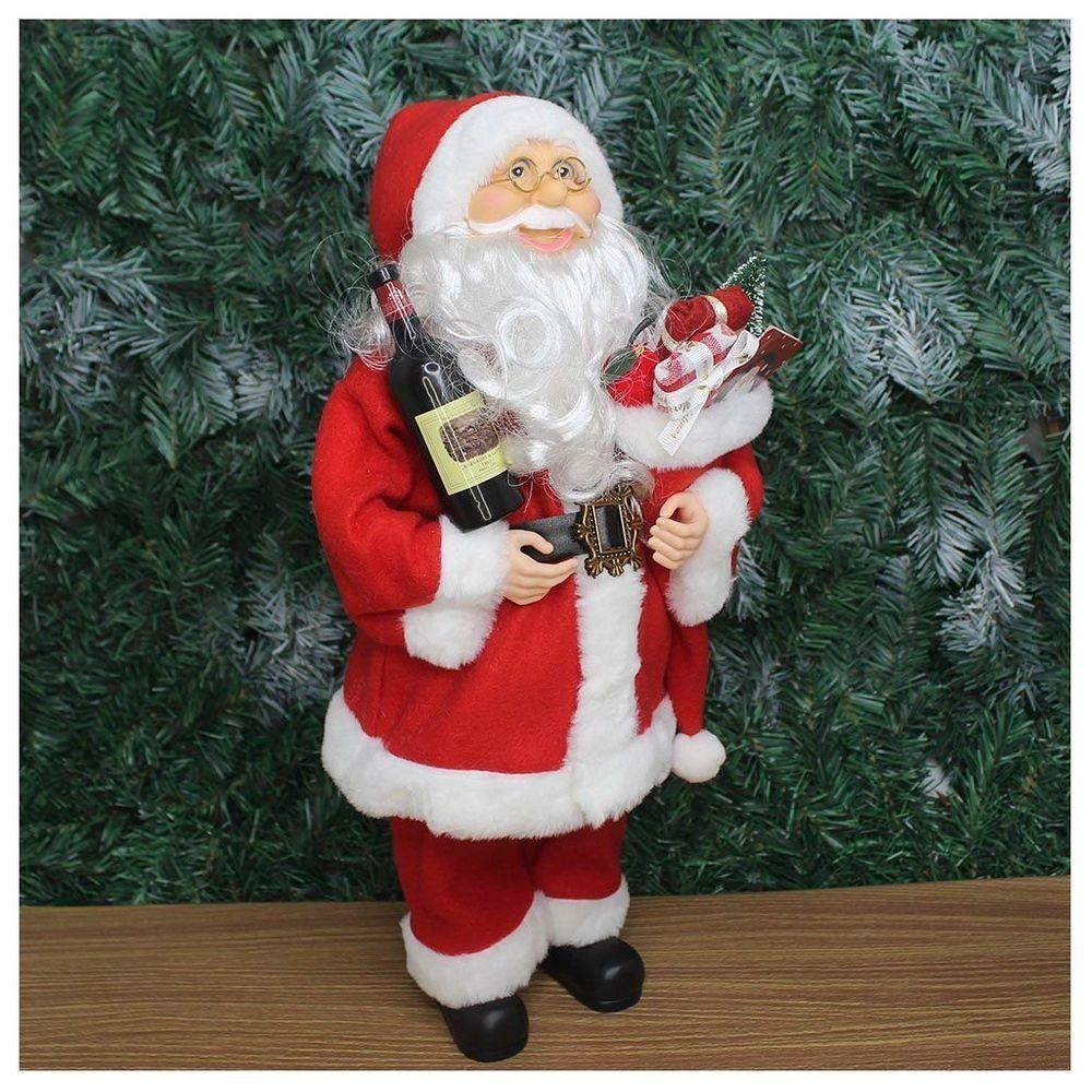 Boneco Natal Papai Noel Com Presente Sommelier 45cm - 2