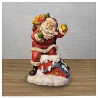 Decoração Enfeite Natal Papai Noel Na Chaminé Com Led 26cm - 1
