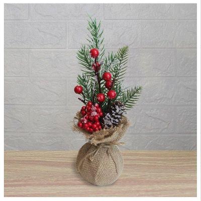 Kit 6 Enfeite De Mesa Natal Berry Vermelhos E Saco De Juta 28cm