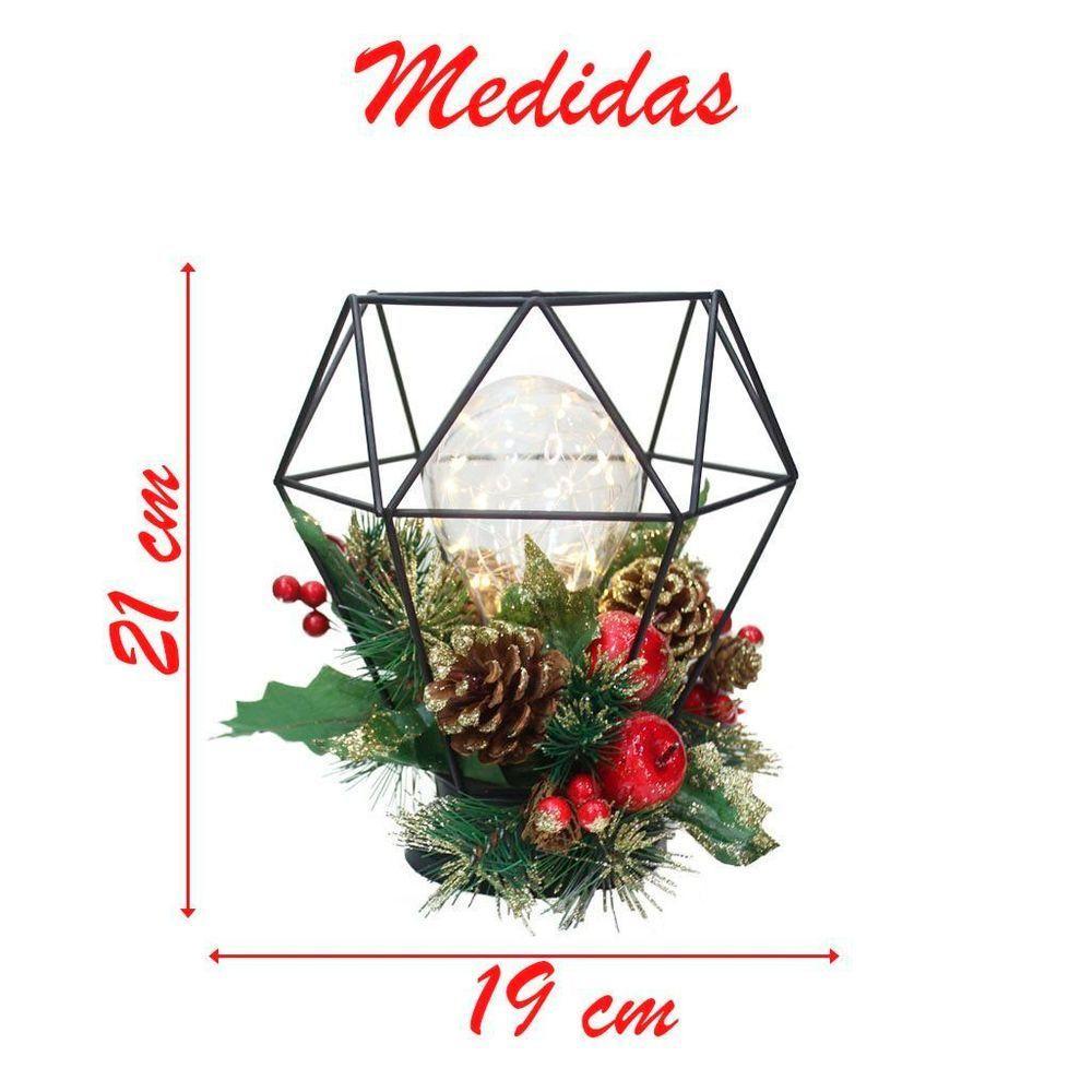 Decoração Lamparina Natal Enfeite Iluminado Natalino 21cm - 3