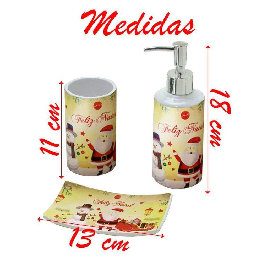 Jogo De Banheiro Natalino Papai Noel Cerâmica 3 Peças - 2