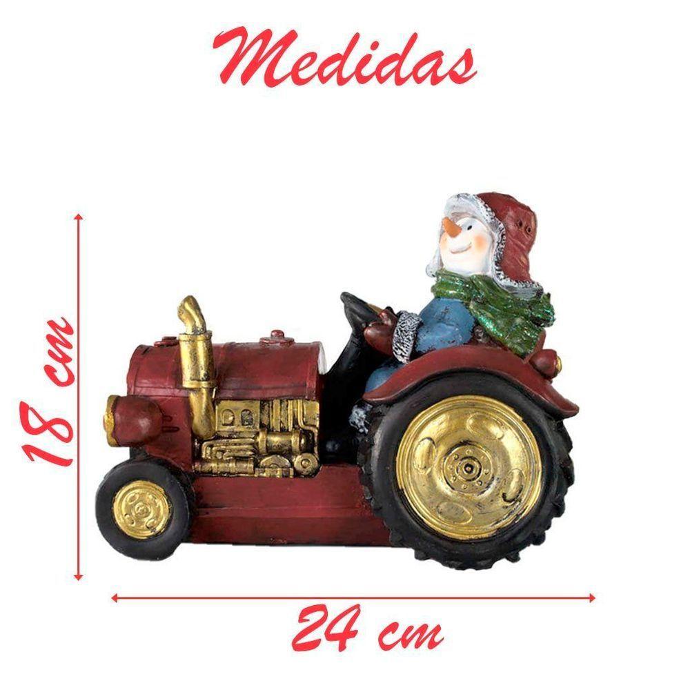 Decoração Enfeite Natal Boneco De Neve No Trator Com Led 18cm - 4