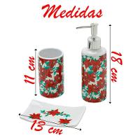 Jogo De Banheiro De Natal Com Flores Cerâmica 3 Peças - 3