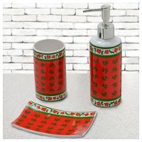 Jogo De Banheiro Florido De Natal Cerâmica 3 Peças - 1