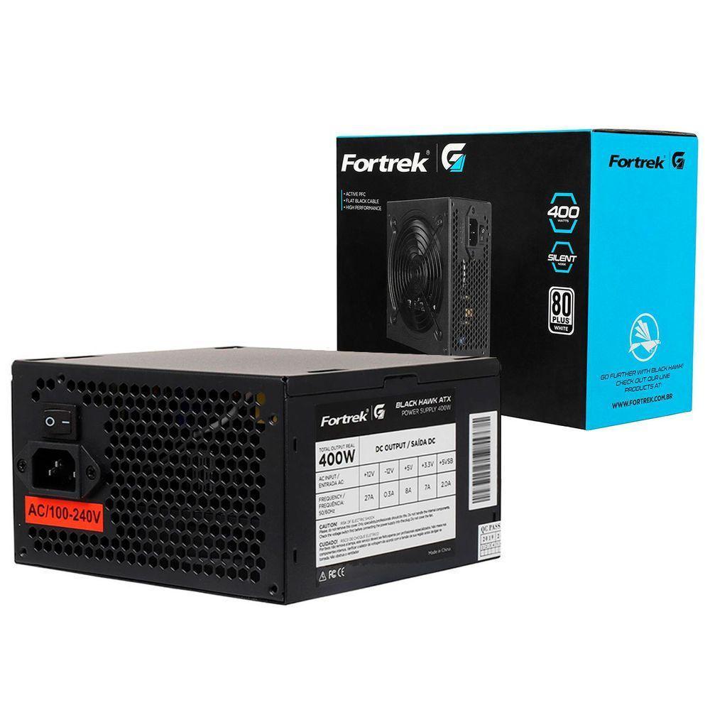 Fonte Atx Black Hawk, 400w, Biv Automático, 80 Plus White, Pfc Ativo, Preto 70458 - 1
