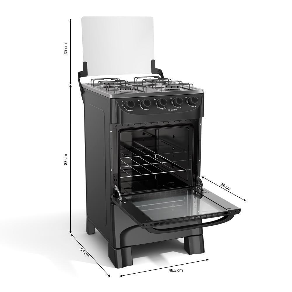 Fogão Mueller 4 Bocas Preto Fosco Acendimento Manual Mfi4ba - 4