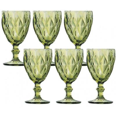 Jogo 6 Taças Para Agua Diamond Verde 325 Ml Lyor