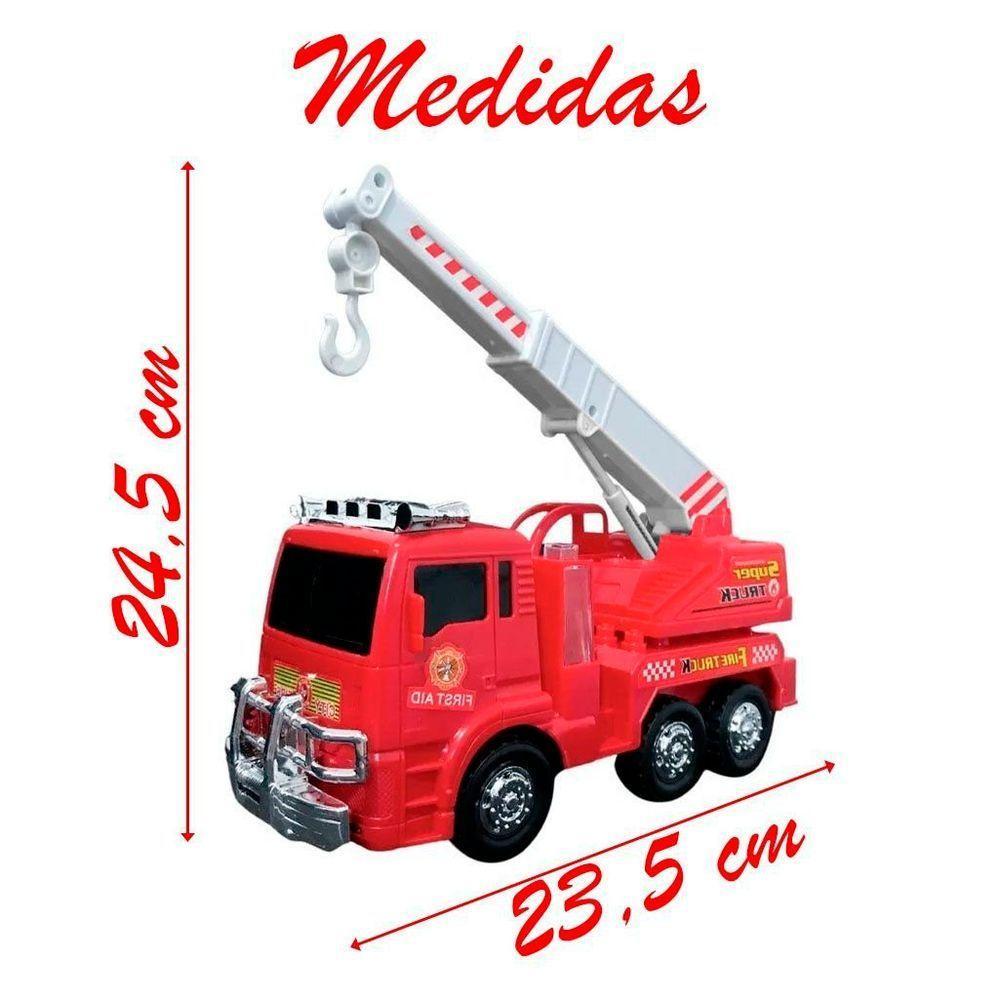 Brinquedo Caminhão Bombeiros Resgate Vermelho Com Luz E Sirene - 2