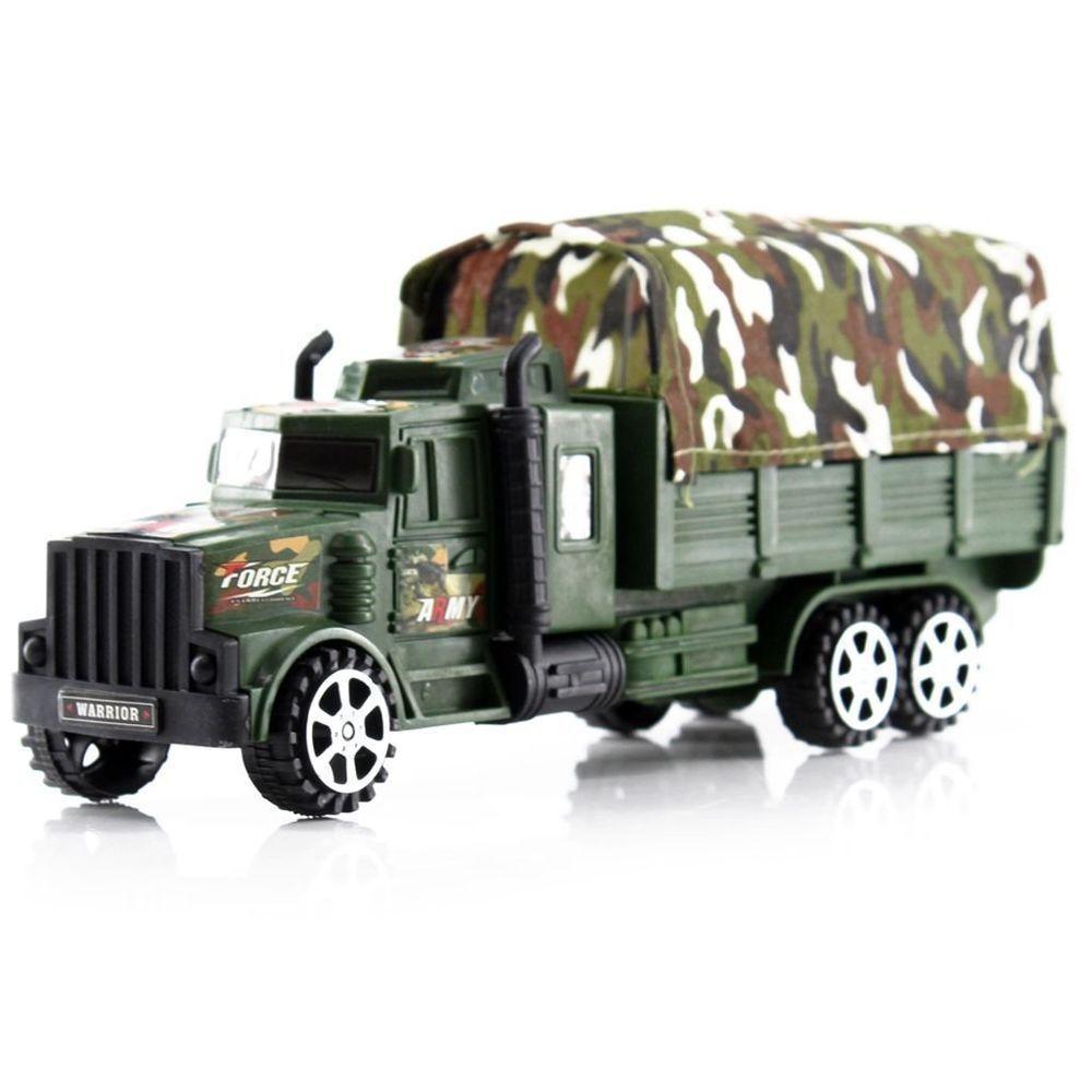 Brinquedo Carreta Fricção Caminhão Militar Camuflado Com Lona - 3