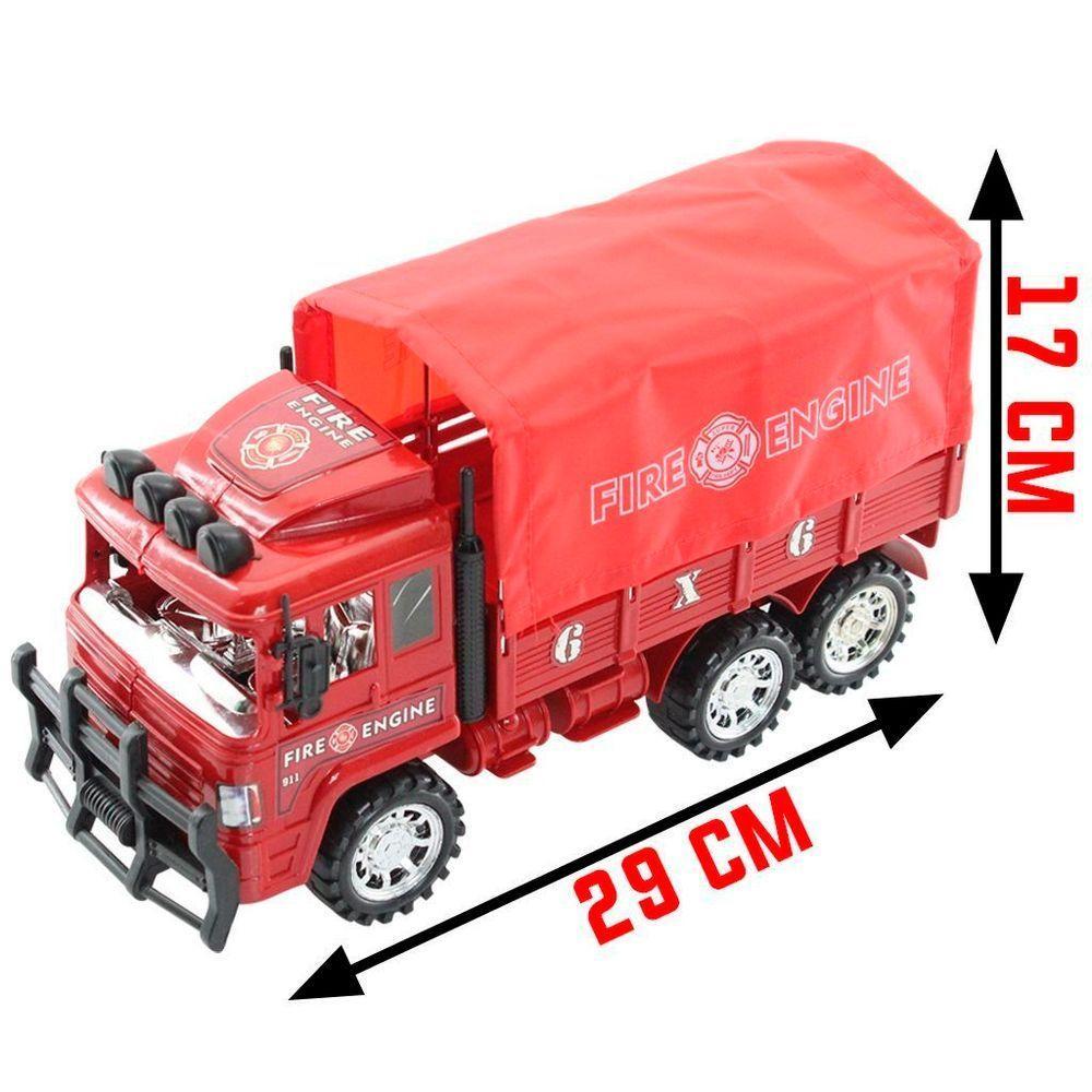 Brinquedo Caminhão Miniatura Bombeiros Resgate Vermelho A Fricção - 4