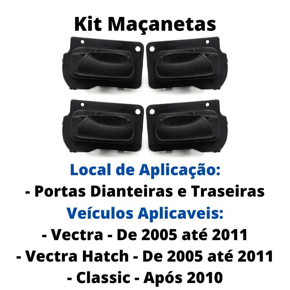 Kit 4 Maçanetas Internas Preta Vectra Até 05 Classic Após 10 - 4