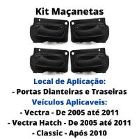 Kit 4 Maçanetas Internas Preta Vectra Até 05 Classic Após 10 - 4