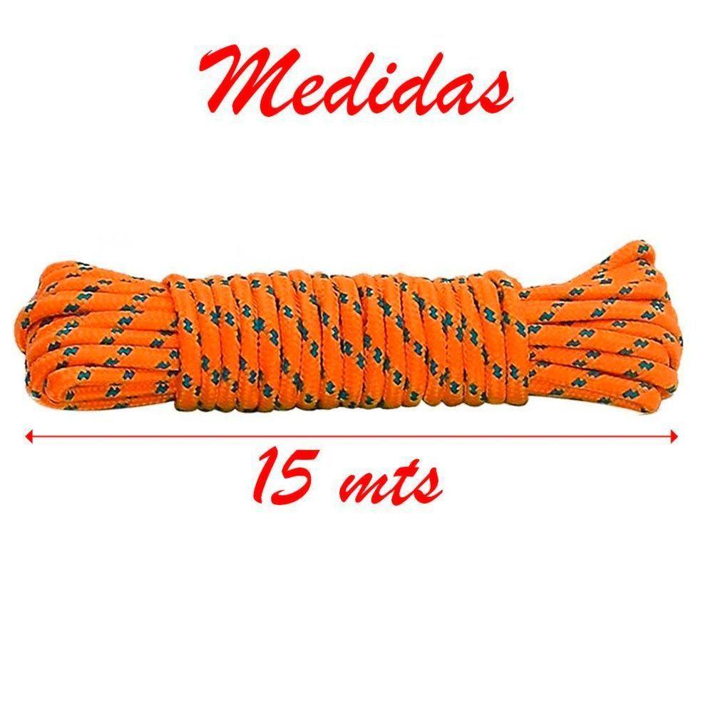 Kit 2 Cordas Laranja Para Amarrar Lona De Caminhão Em Poliéster 15 Metros - 3