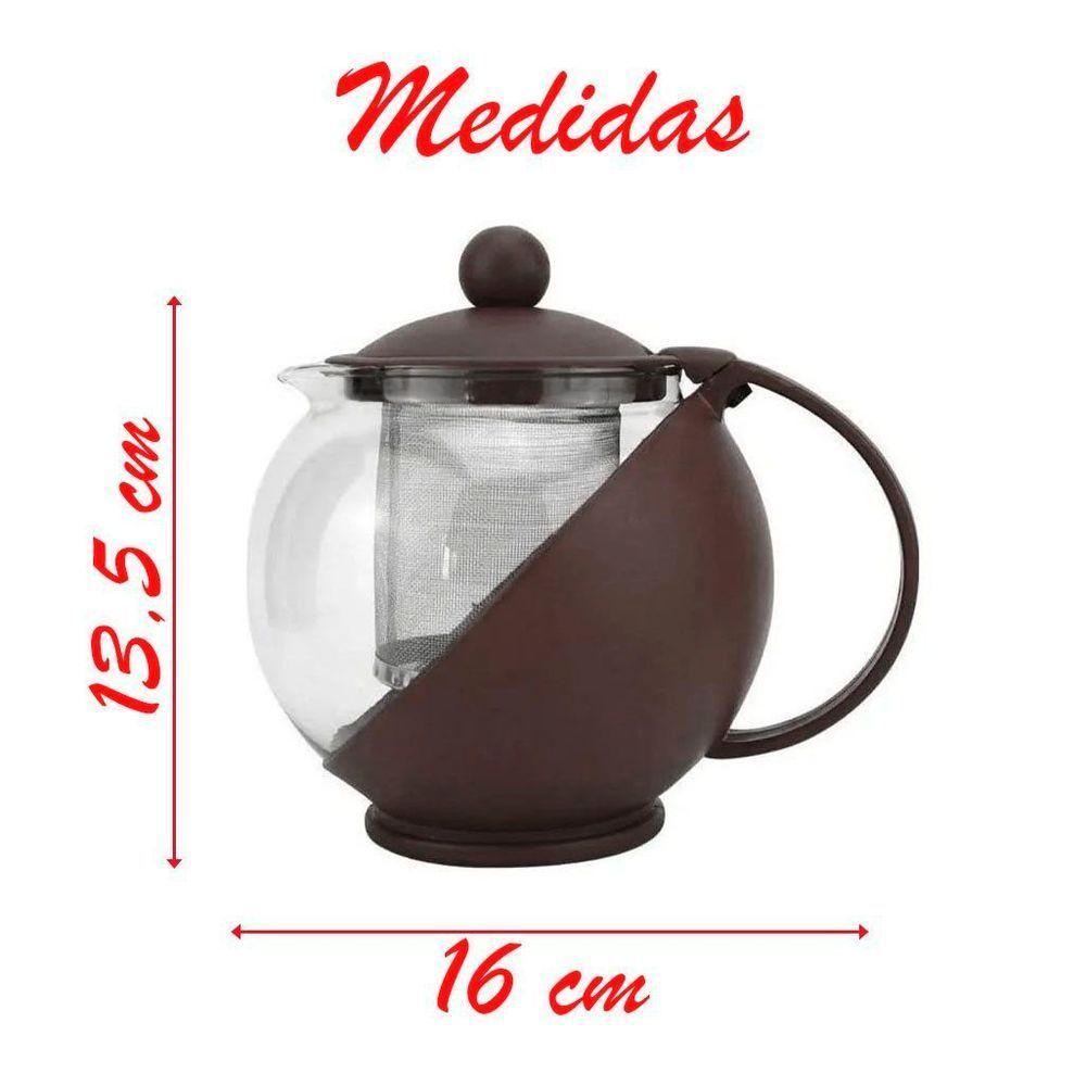 Chaleira Bule De Vidro E Plástico Para Chá Com Infr Interno 750ml - 2