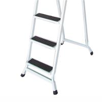 Escada Dobrável C/5 Degraus Antiderrapante Em Aço Branco - 1