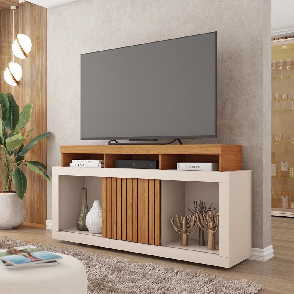 Bancada Rack Para Tv Até 55 Polegadas Marrom Frost Caemmun - 1