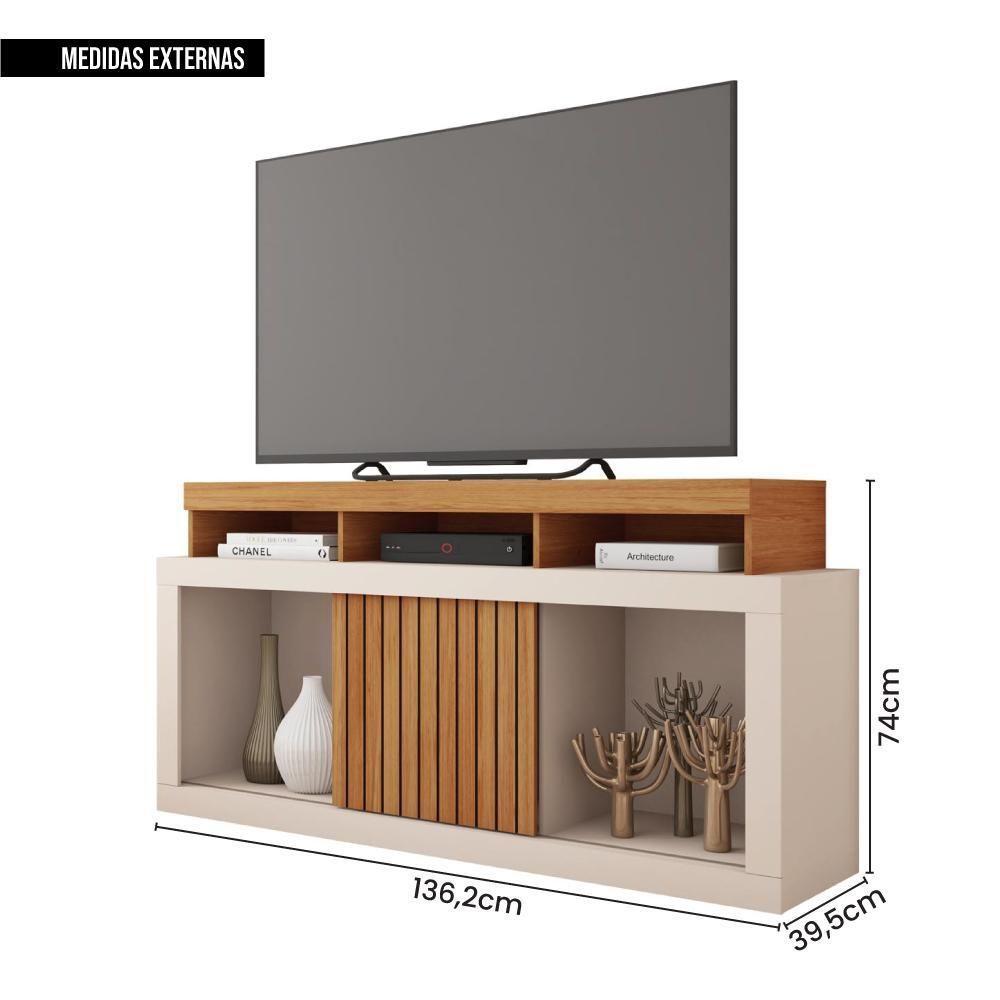 Bancada Rack Para Tv Até 55 Polegadas Marrom Frost Caemmun - 6