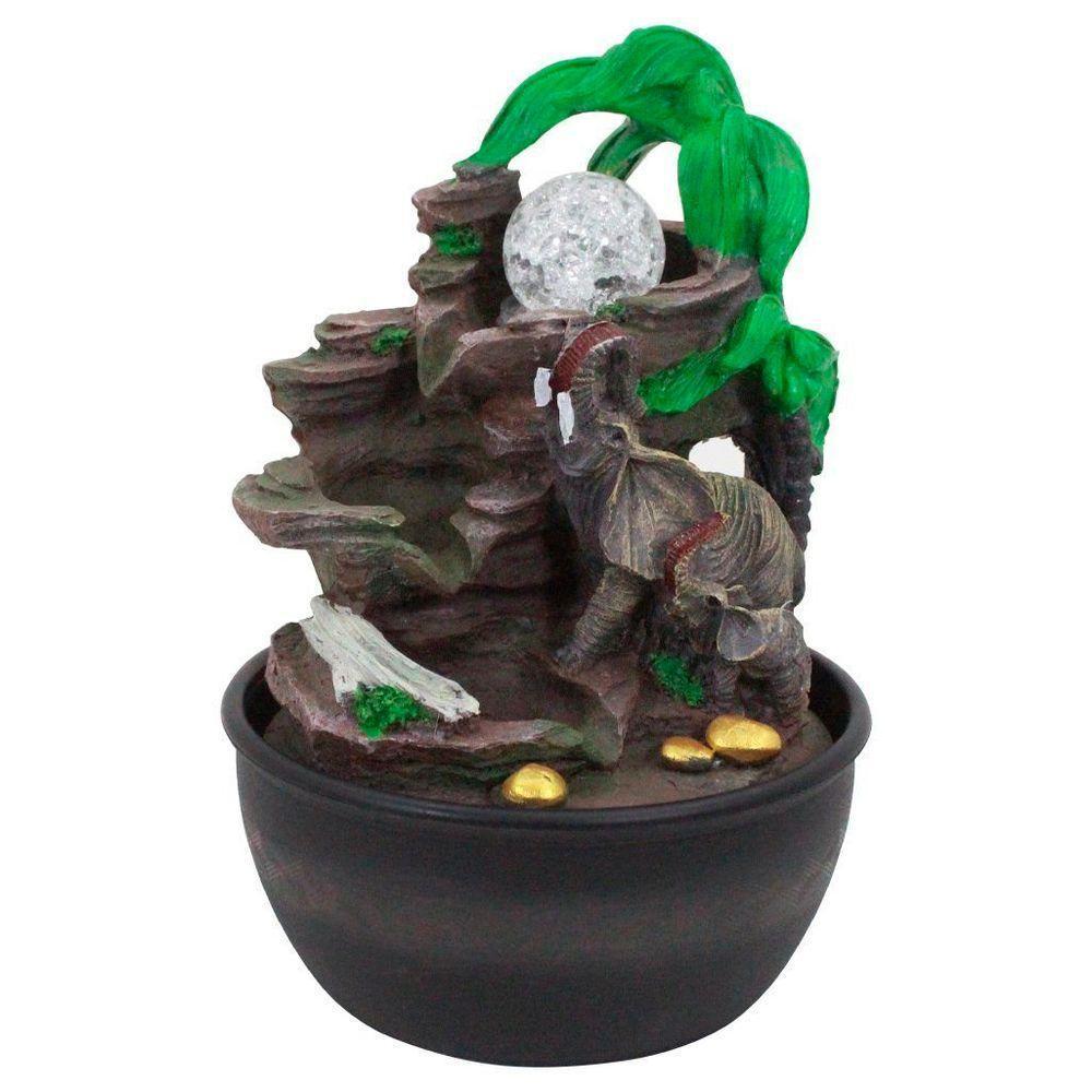 Fonte De água Decorativa Elefantes Cascata Luz De Led Bivolt - 1