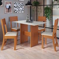 Conjunto Sala De Jantar Fidelitá Siena Com 4 Cadeiras Freijó/off-white Assento Linho - 1