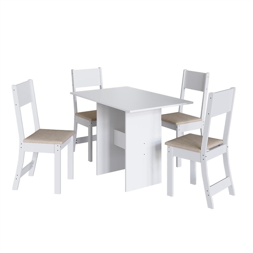 Conjunto Sala De Jantar Fidelitá Siena Com 4 Cadeiras Branco Assento Linho - 5