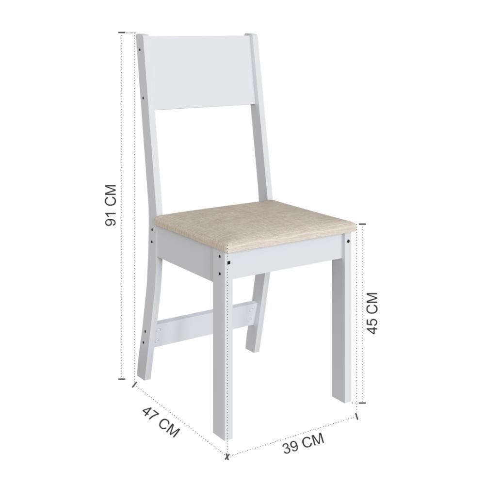 Conjunto Sala De Jantar Fidelitá Siena Com 4 Cadeiras Branco Assento Linho - 7