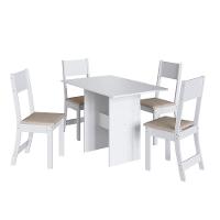 Conjunto Sala De Jantar Fidelitá Siena Com 4 Cadeiras Branco Assento Linho - 5