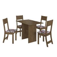 Conjunto Sala De Jantar Fidelitá Siena Com 4 Cadeiras Noce Assento Floral - 3