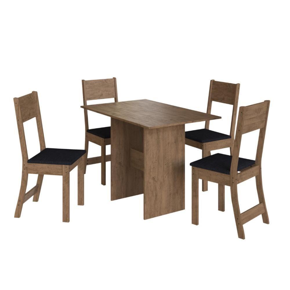Conjunto Sala De Jantar Fidelitá Siena Com 4 Cadeiras Noce Assento Preto - 2