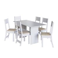 Conjunto Sala De Jantar Fidelitá Siena Com 6 Cadeiras Branco Assento Linho - 7