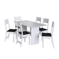 Conjunto Sala De Jantar Fidelitá Siena Com 6 Cadeiras Branco Assento Preto - 2