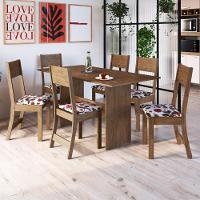 Conjunto Sala De Jantar Fidelitá Siena Com 6 Cadeiras Noce Assento Floral - 1