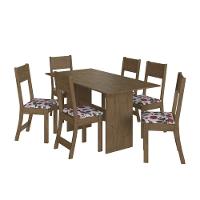 Conjunto Sala De Jantar Fidelitá Siena Com 6 Cadeiras Noce Assento Floral - 7