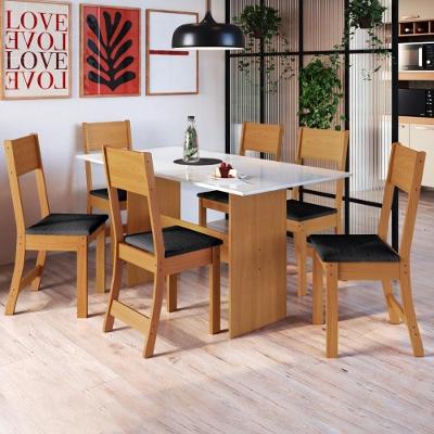 Conjunto Sala De Jantar Fidelitá Siena Com 6 Cadeiras Freijó/off-white Assento Preto