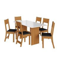 Conjunto Sala De Jantar Fidelitá Siena Com 6 Cadeiras Freijó/off-white Assento Preto - 3