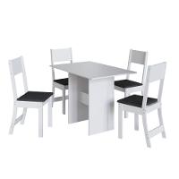 Conjunto Sala De Jantar Fidelitá Siena Com 4 Cadeiras Branco Assento Preto - 5