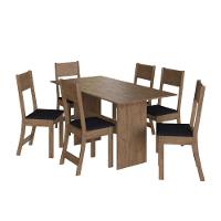 Conjunto Sala De Jantar Fidelitá Siena Com 6 Cadeiras Noce Assento Preto - 7