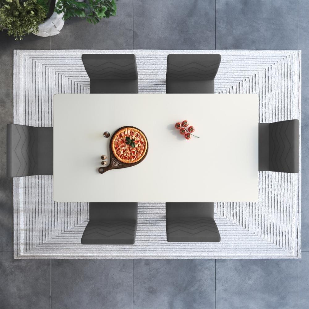 Conjunto Sala De Jantar Fidelitá Itália 170cm Com 6 Cadeiras Freijó/off-white Assento Grafite - 3